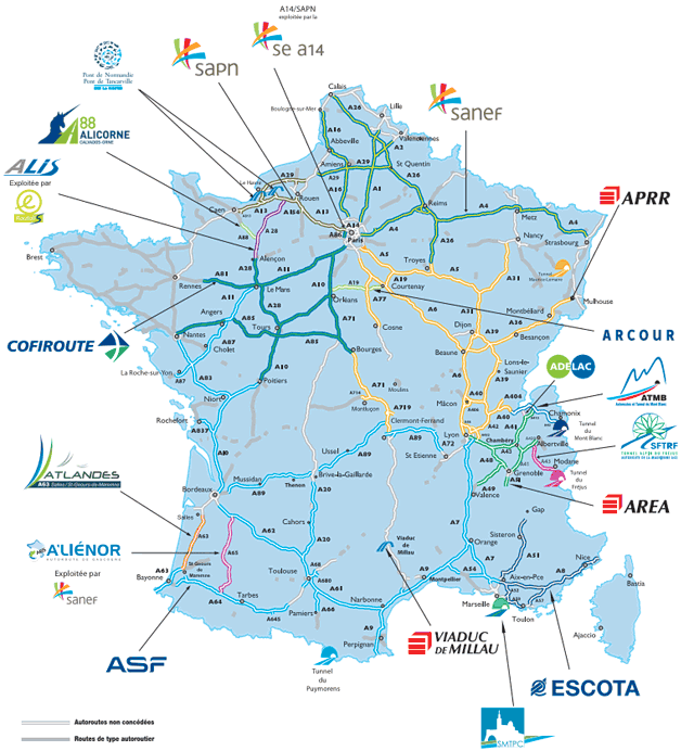 carte de france des autoroutes